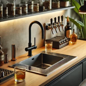 Bar sink in home bar setup