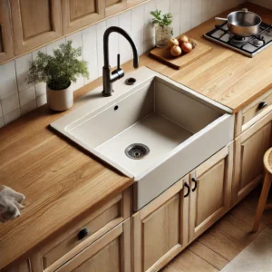 Drop-in sink in traditional kitchen