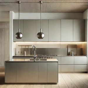 Modern kitchen with sleek, minimalist fixtures