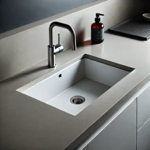 Close-up of undermount sink in modern countertop